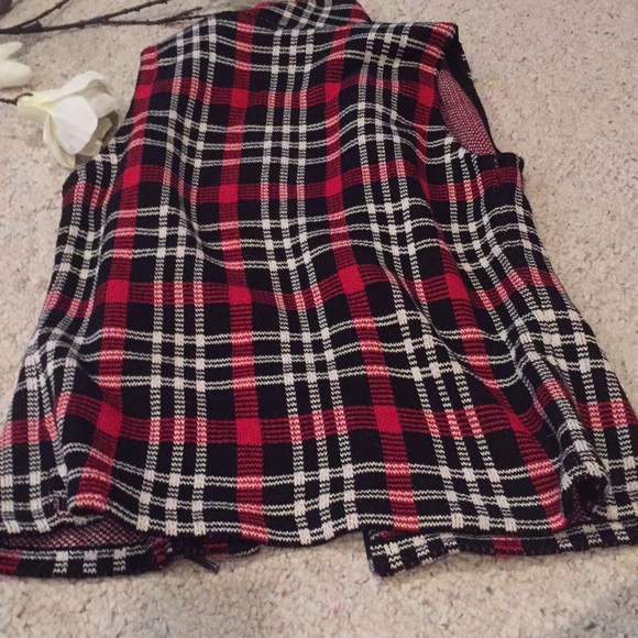 NWT Chaps asymmetrical plaid holiday zipup vest M - Picture 8 of 8